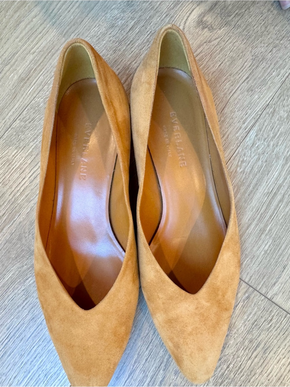 Everlane Ochre Suede Low Block Heel Pumps US 7